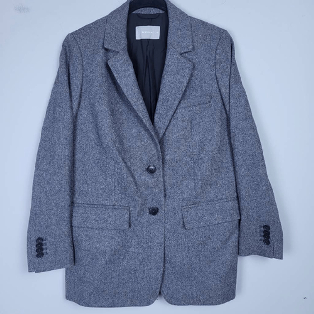 Everlane Womens Oversized Wool Blazer Size 00 Grey Herringbone Career Business